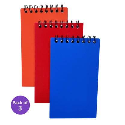 Three Leaf Memo Book 3X5 Double Wire Plain Poly Cover Top Bound-3Pk - 50 Sheets (48 Pack Per Case)