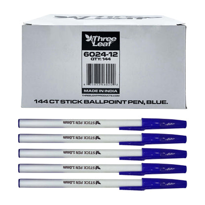 Three Leaf 144 Ct. Blue Stick Ball Point  Pen