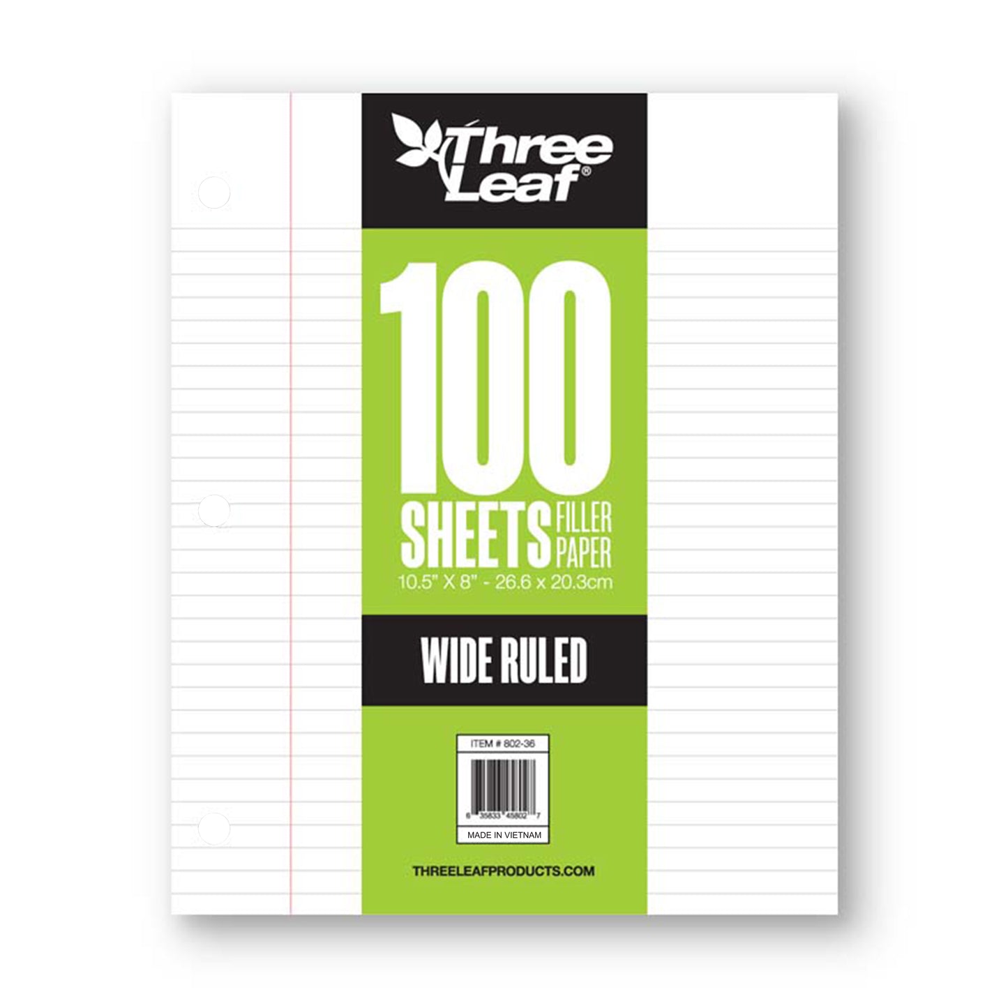 Three Leaf 100 Ct. Filler Paper Wide Ruled (36 Pack Per Case)