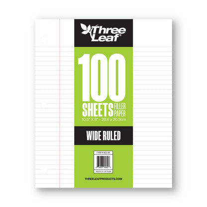 Three Leaf 100 Ct. Filler Paper Wide Ruled (36 Pack Per Case)