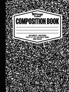 100 CT, 9-3/4 X 7-1/2, COMPOSITION NOTEBOOK,  WIDE RULED