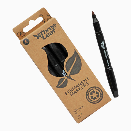 Three Leaf Permanent Marker 4 Pack, Fine Tip