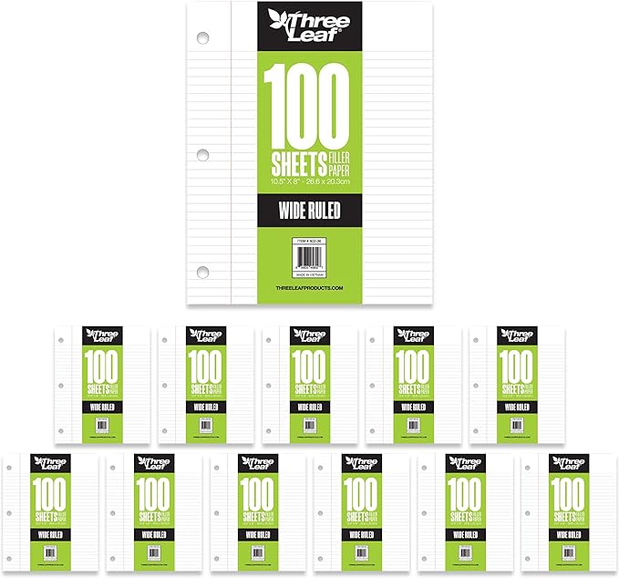 Three Leaf 100 Ct. Filler Paper Wide Ruled