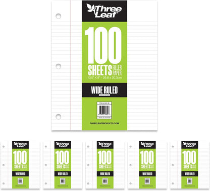 Three Leaf 100 Ct. Filler Paper Wide Ruled