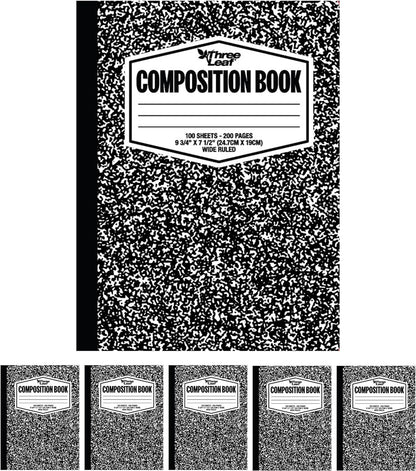 Three Leaf 100 Ct, 9-3/4 X 7-1/2, Composition Notebook,  Wide Ruled