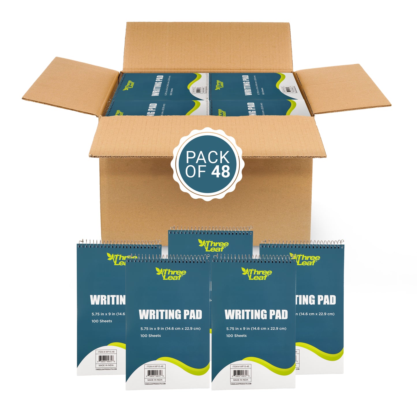 Three Leaf Ruled Writing Pad, 5.75 X 9 Inch 100 Sheets