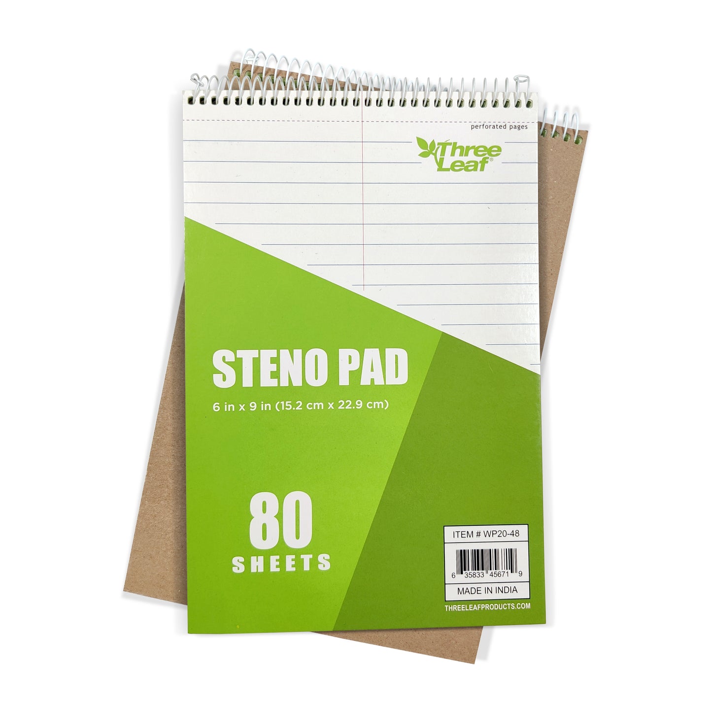 Three Leaf Steno Pad 6 X 9, 80 Sheets