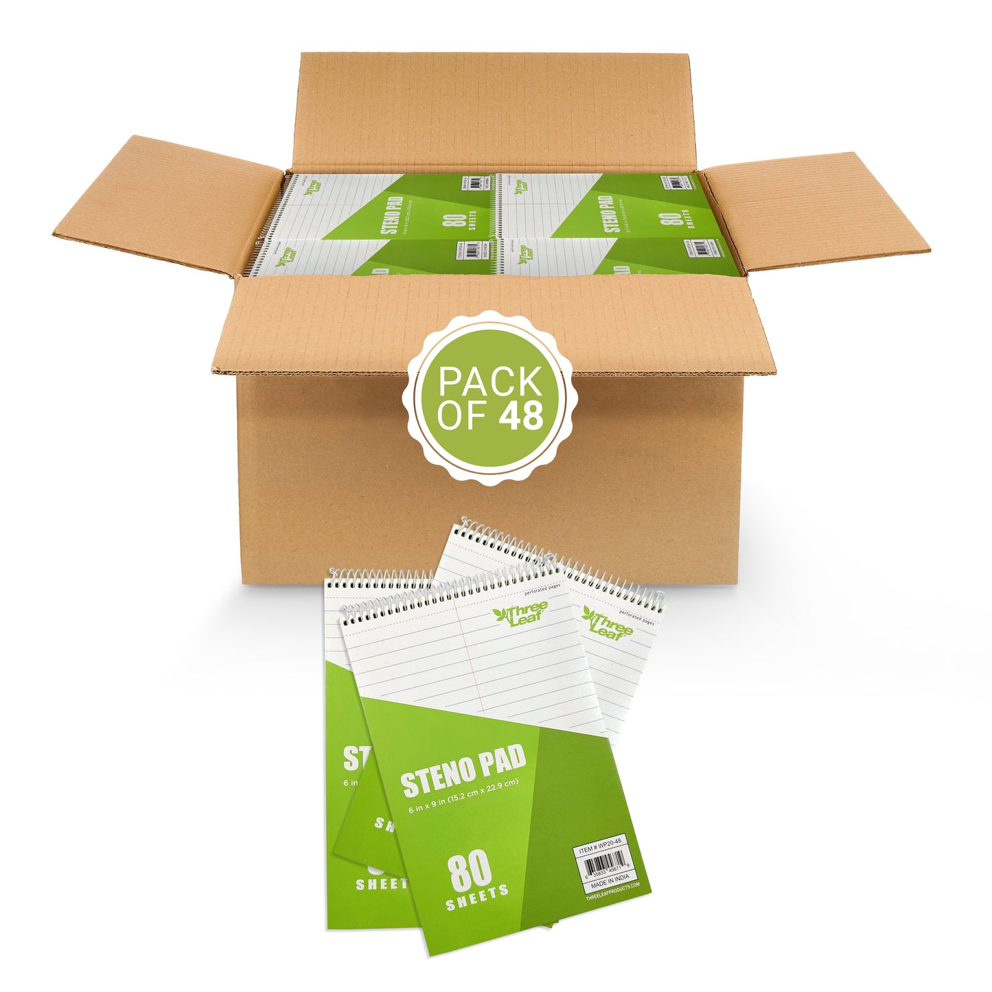Three Leaf Steno Pad 6 X 9, 80 Sheets