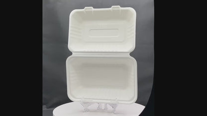 Three Leaf 9" X 6" 1 Compartment Bagasse Clamshell, 200 Ct. (4 Packs Of 50)