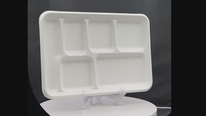 Three Leaf 6 Compartment Bagasse Tray 400 Ct. (8 Packs Of 50)