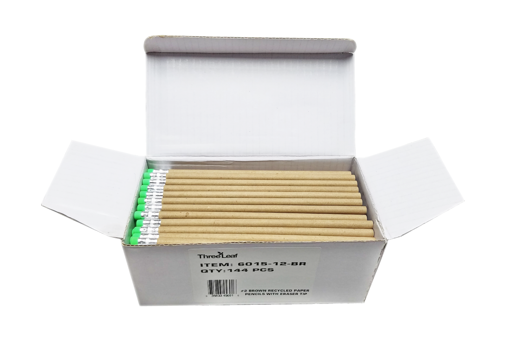 three leaf brown recycled paper pencil with eraser
