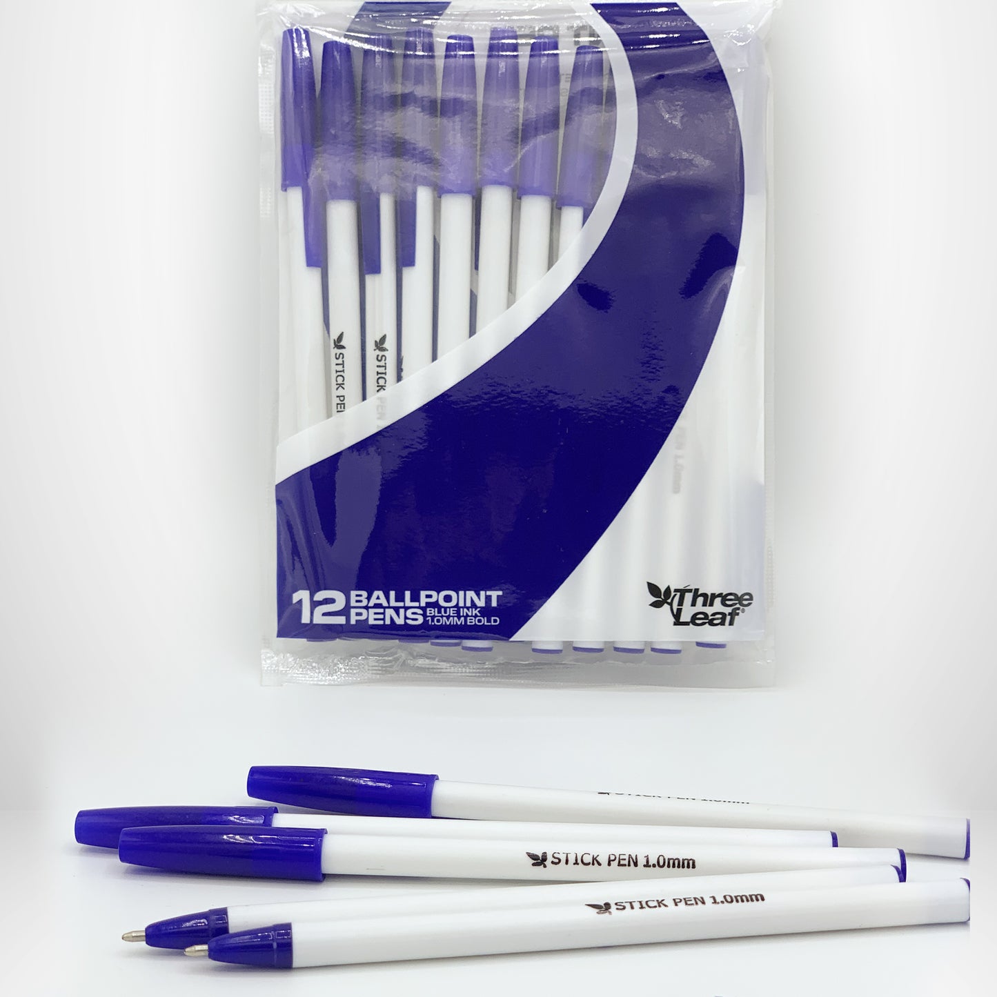 Three leaf pack of 12 ball pens