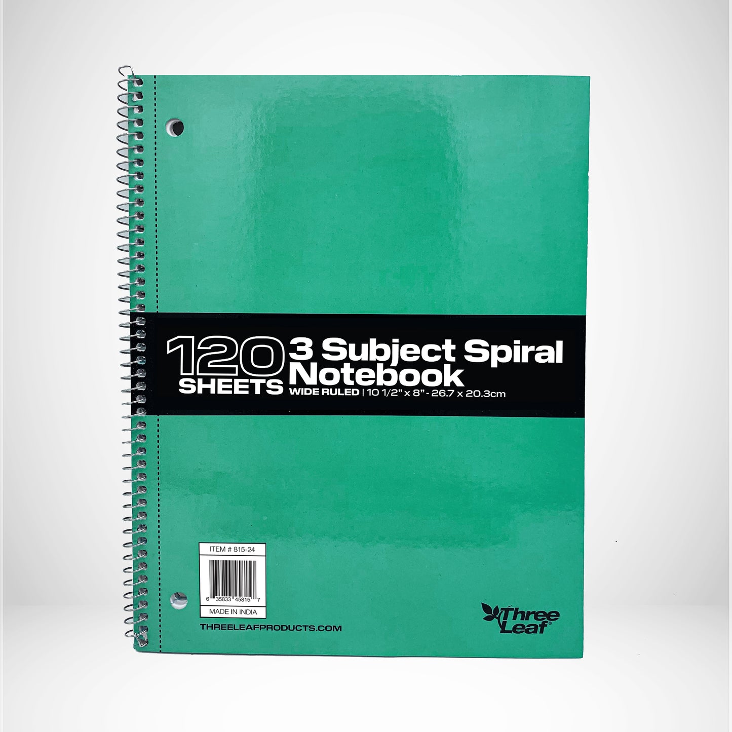 Three Leaf 120 Ct. 10 1/2 X 8 1/2  Spiral Notebooks Wide Ruled (24 Units Per Case)