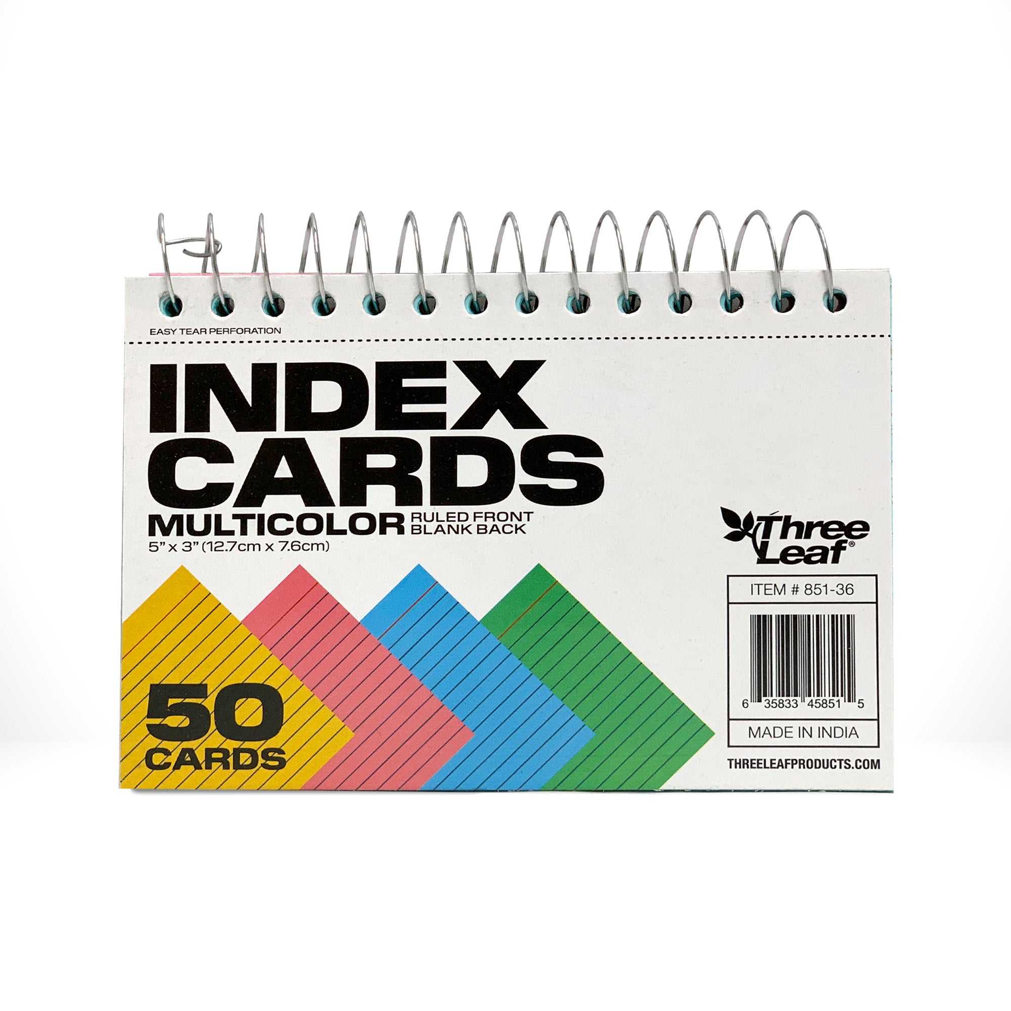Set of 3 colored index cards 125 cards per package .Total 375