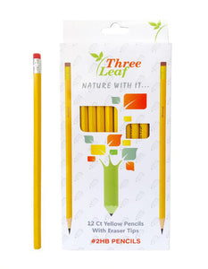 Three Leaf Eco-friendly Yellow Pencil with Eraser